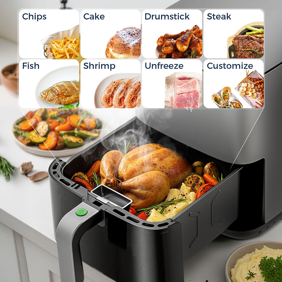 Thumbnail: 1450W Electric 5L Plastic Oil-Free Air Fryer Oven Digital Touch Screen with 8 Pr