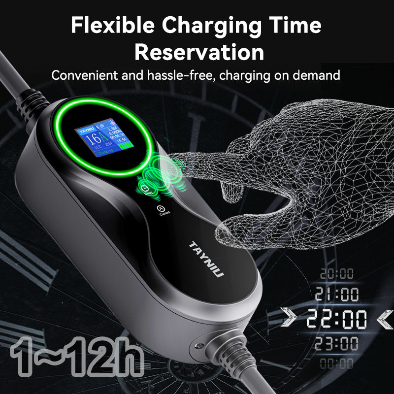Thumbnail: TAYNIU Elektrische Auto Oplader 32A 7KW APP Versie 5M Kabel TYPE 2 Draagbaar EV 