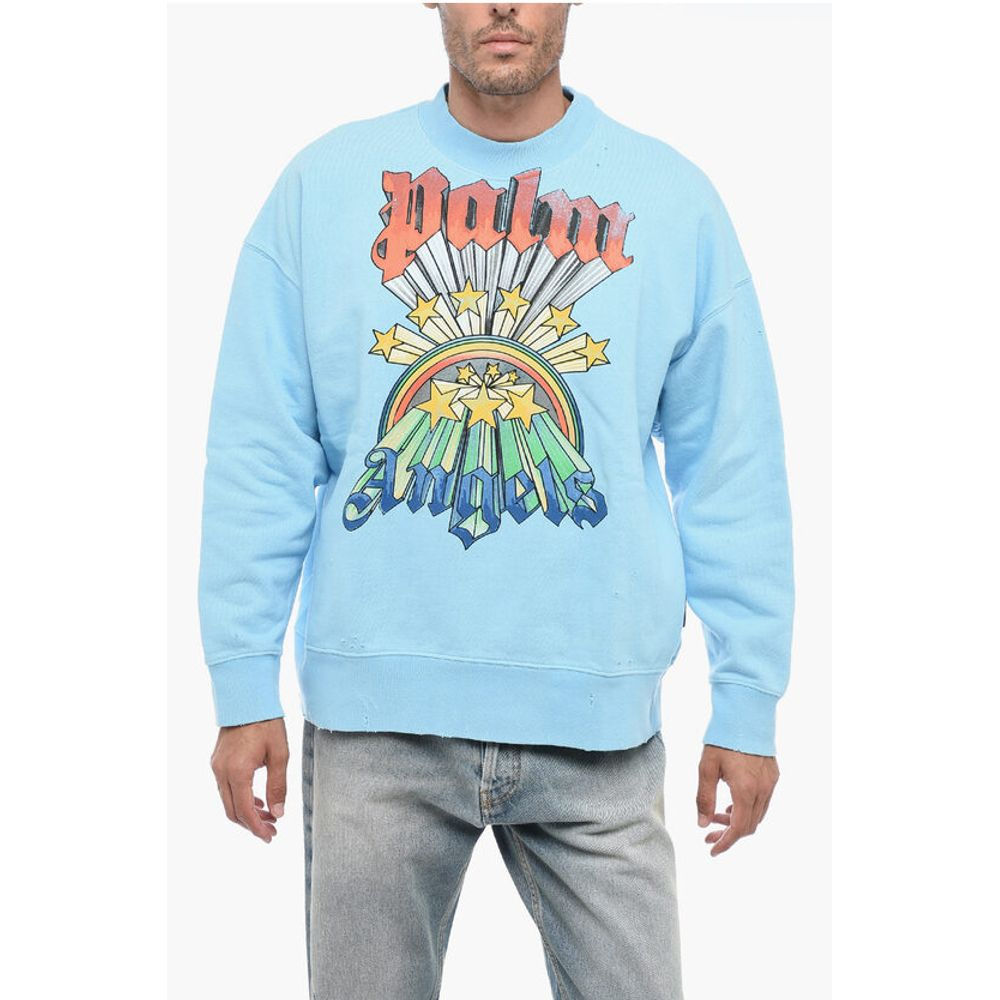 Palm Angels Brushed Cotton RAINBOW Crewneck Sweatshirt