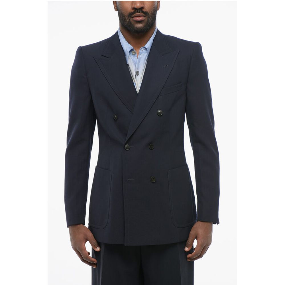 Dries Van Noten Double-breasted BRUCE Wool Blend Blazer with Patch Pockets