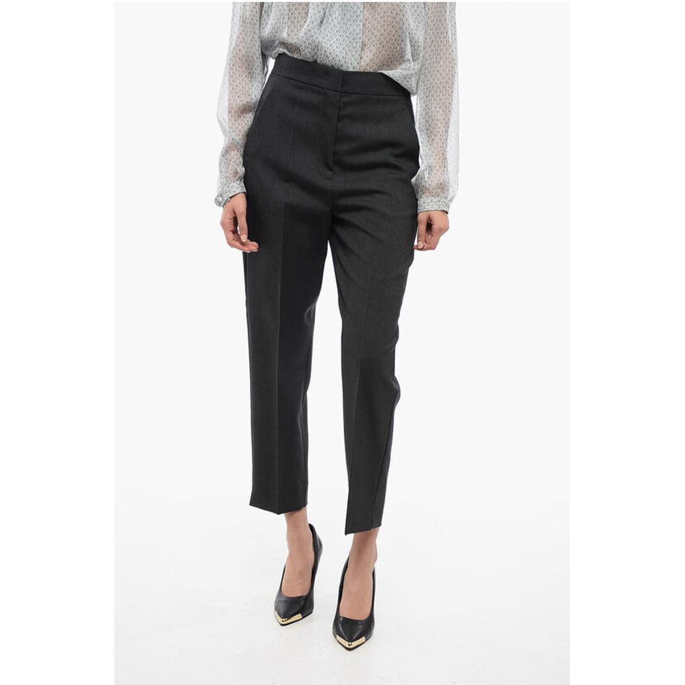 Chloé Front-pleated Pants with Hopsack Motif