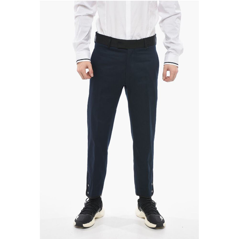Neil Barrett Slim Fit TOM Pants with Contrasting Edges and Ankle Buttons