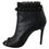 Thumbnail: Mangano Black Leather Mesh Stiletto High Heels Peep Toe Boots Shoes