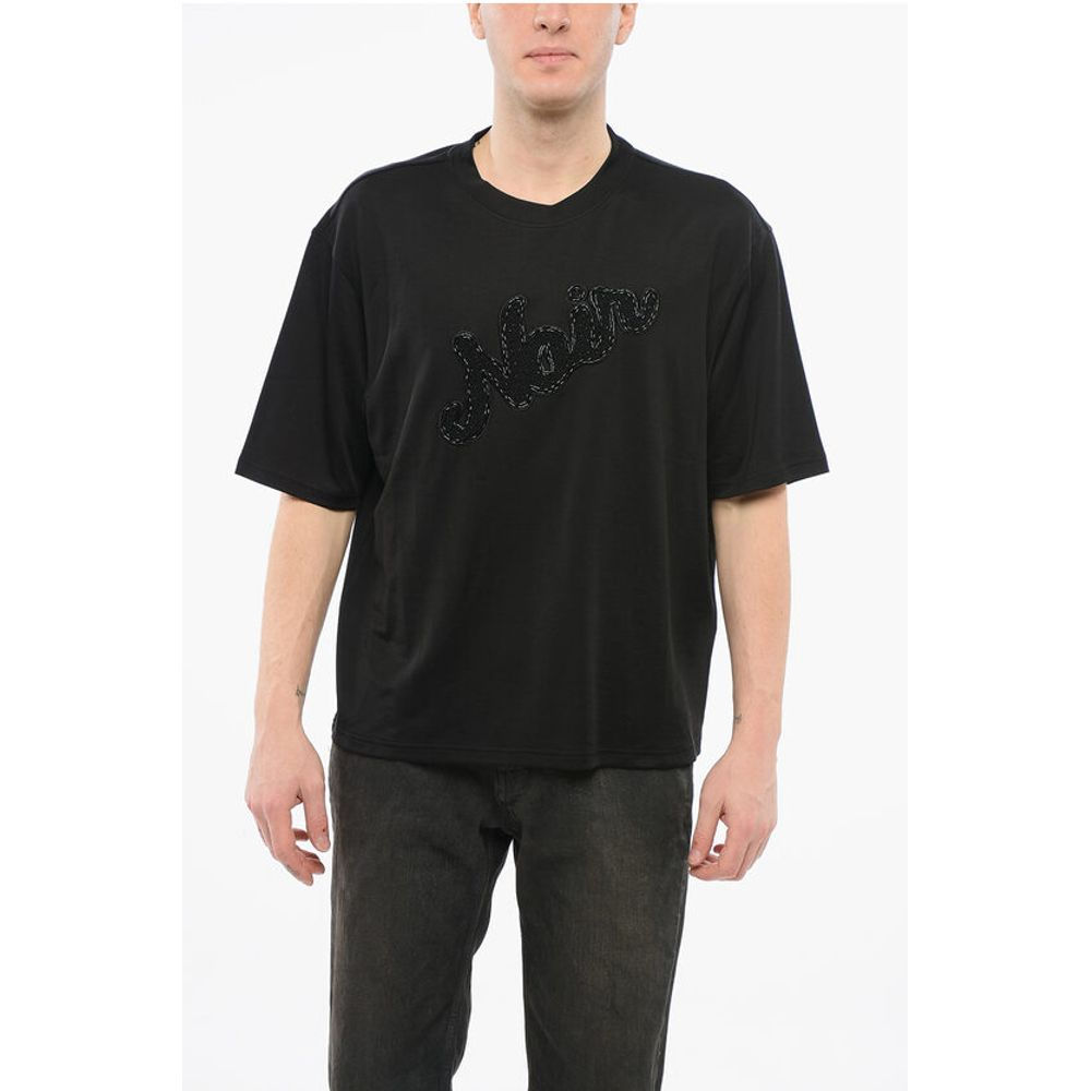 Armani EMPORIO Cotton Blend NOIR T-Shirt with Beaded Embroidery