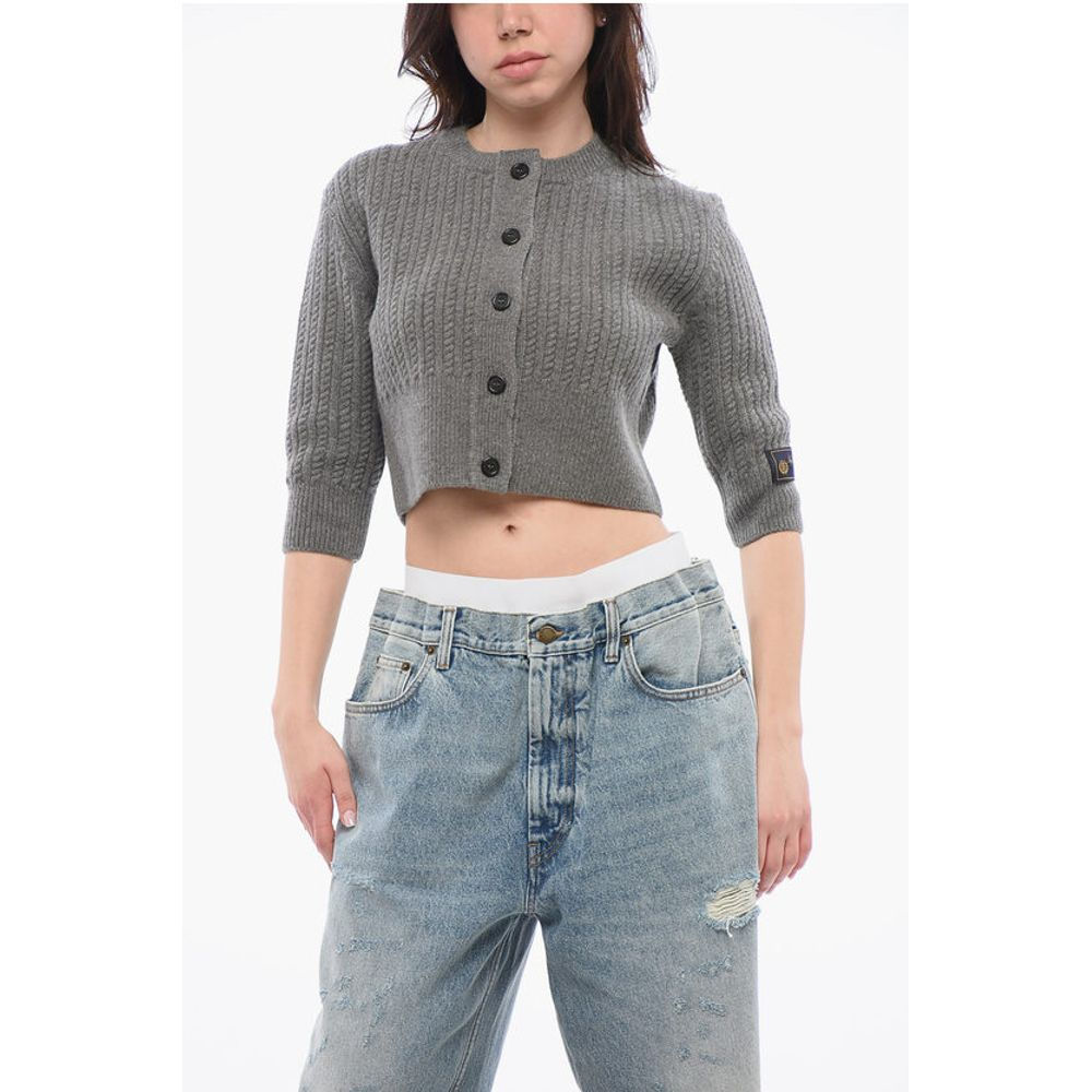We11done Cable-Knit Wool Cropped Cardigan