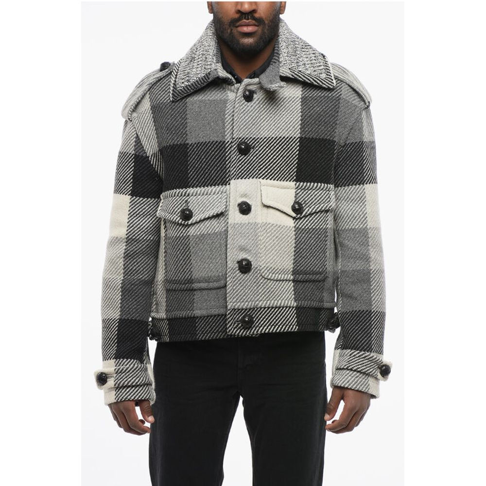 Etro Tartan Patterned Short Coat with Covered Buttons