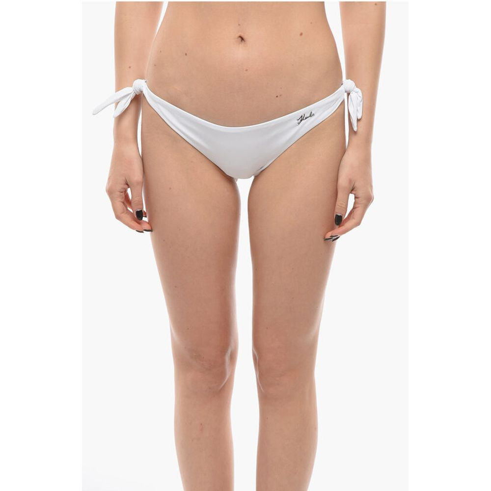 Karl Lagerfeld Solid Color Bikini Bottom With Silver Logo