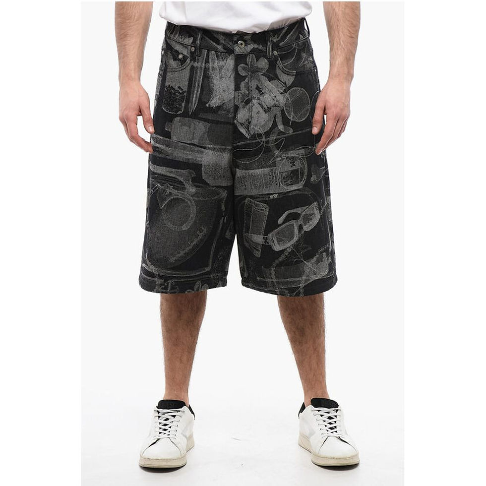 Off-White High Waisted Jacquard XRAY Denim Shorts