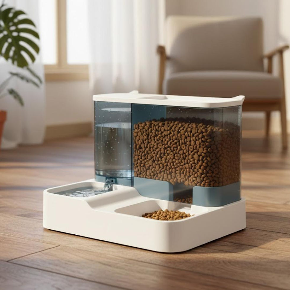 Thumbnail: Yommy Automatic Cats Food Water Dispenser Double Large Capacity Translucent Plas
