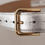 Thumbnail: Dolce & Gabbana Elegant Silver Leather Belt with Engraved Buckle