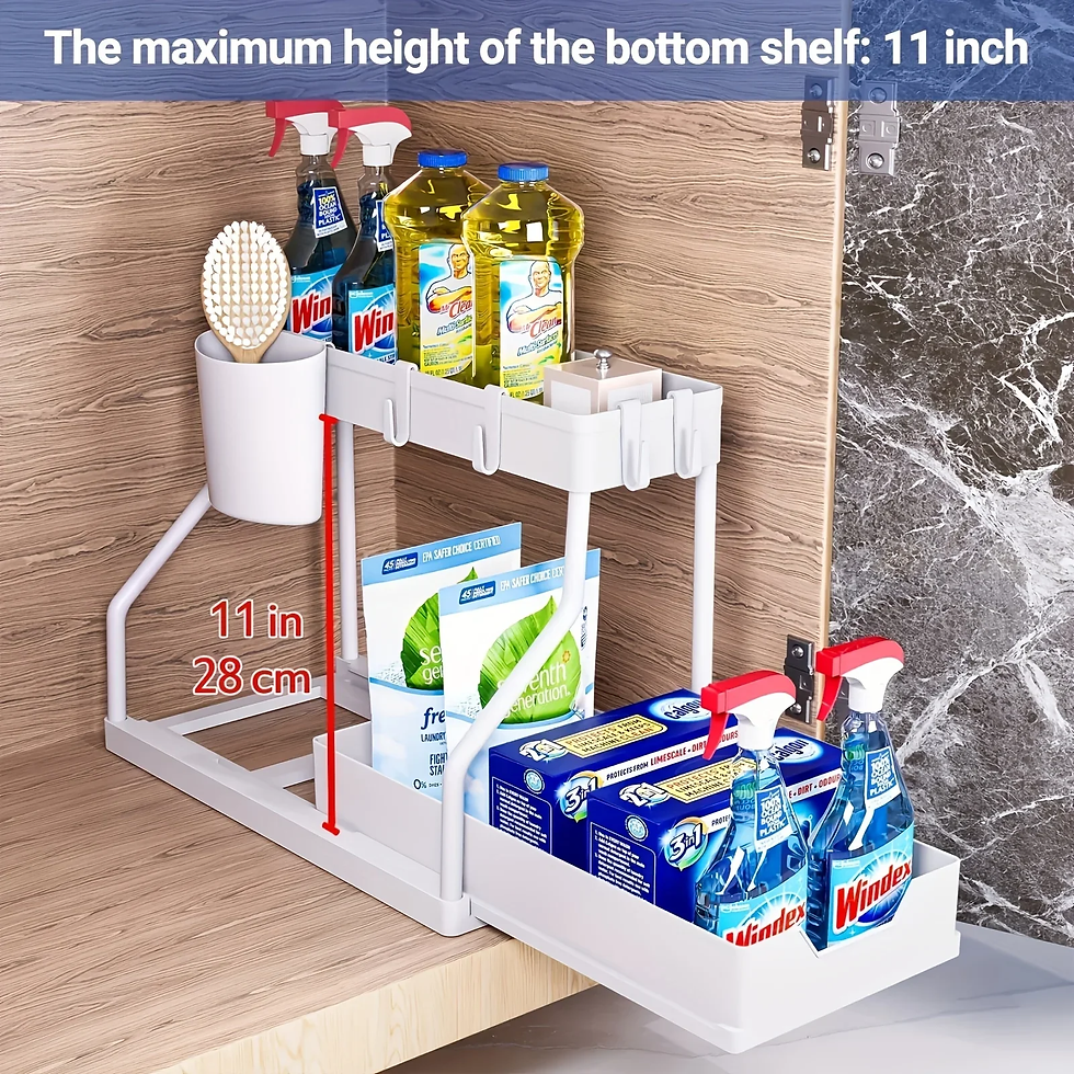 Thumbnail: 2-Tier Sliding Under Sink Organizer Multifunctional Space-Saving Bathroom Cabine
