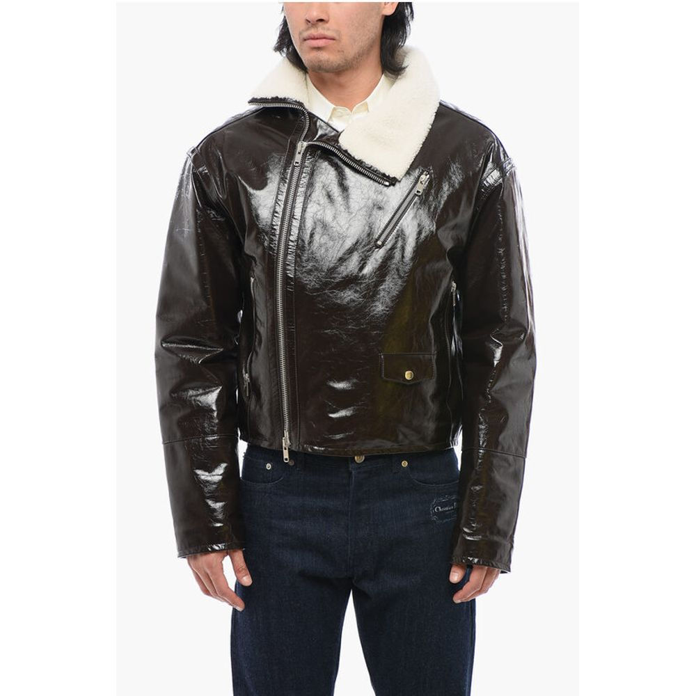Dior Craquelé Leather Jacket with Side Zip