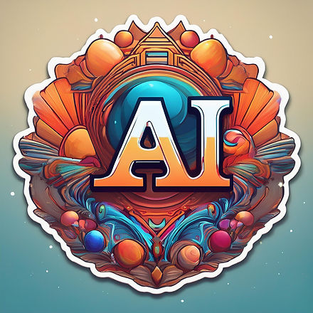 Firefly Illustrate a charming cartoon with The text “A.I. Visions” inside a sticker shape