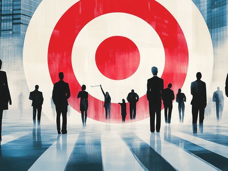 Zielscheibe als Symbol mit Menschen davor