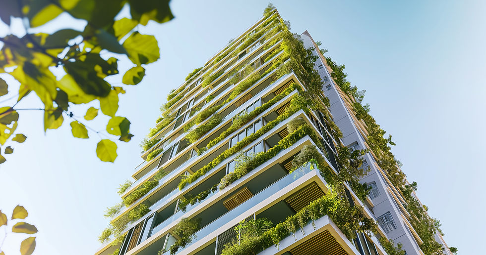 green facade building