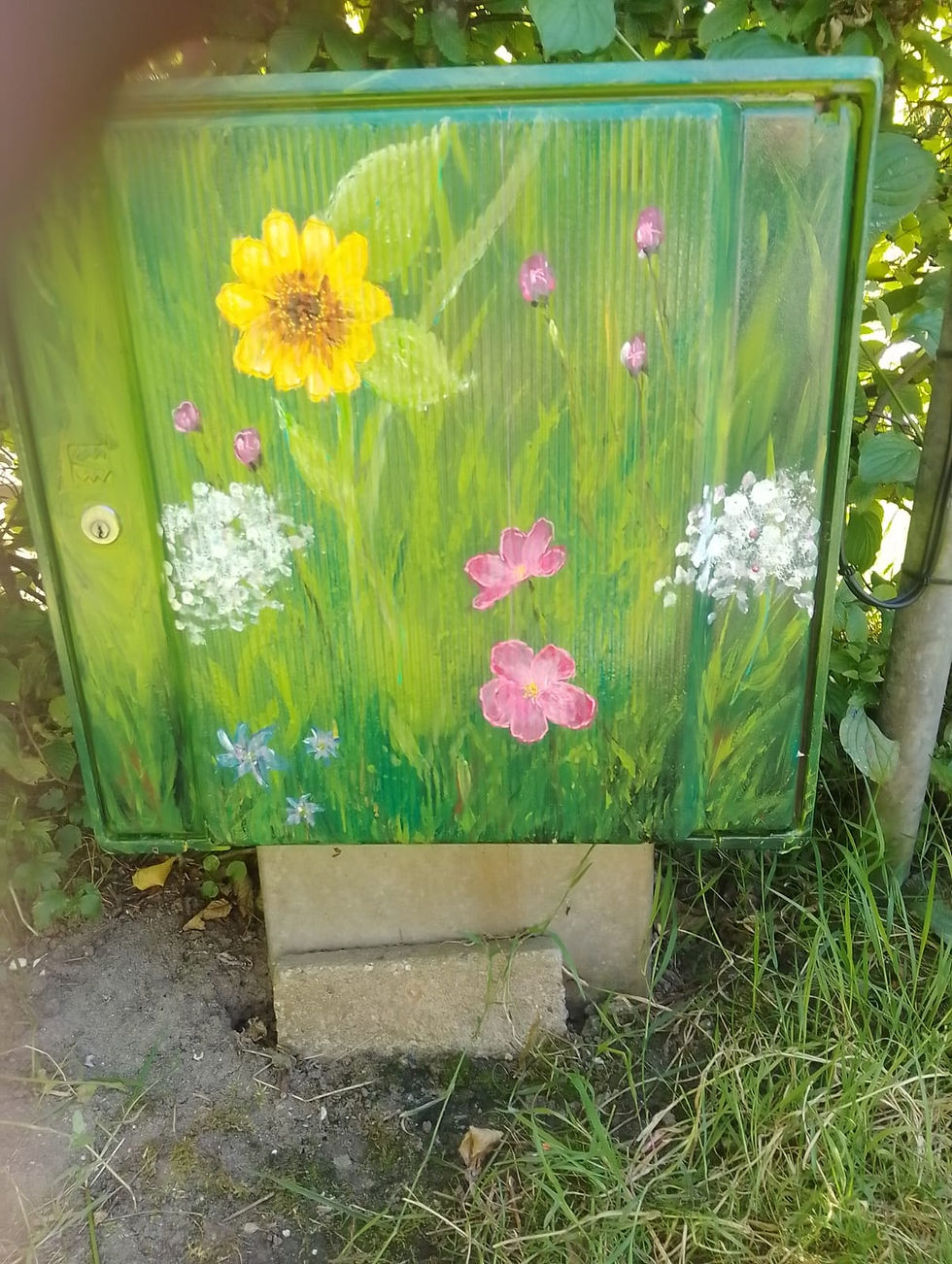 Stroomkastje beschilderd met bloemen