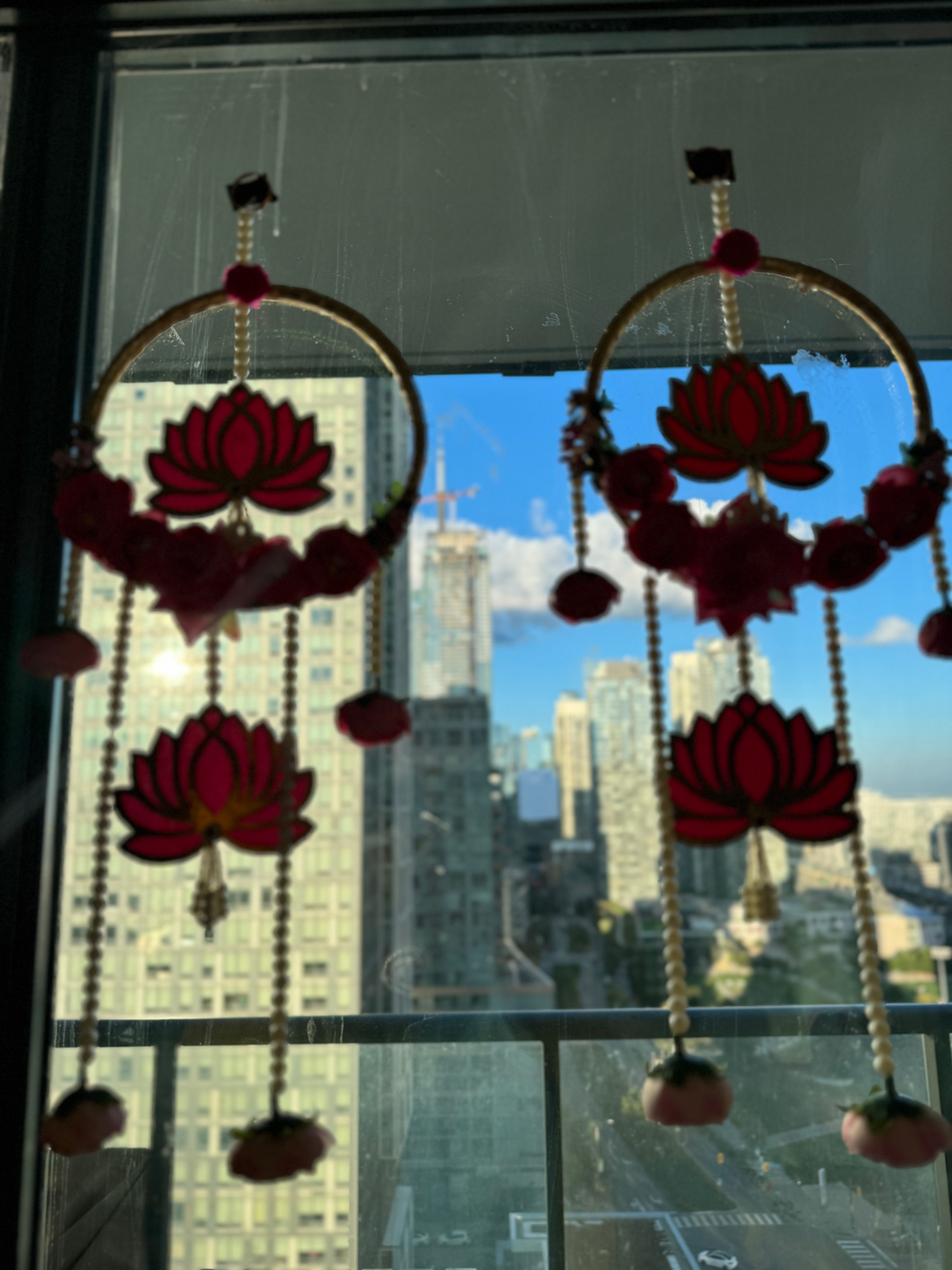 Exquisite Pearl Hangings with Rose and Lotus (Set of 2)