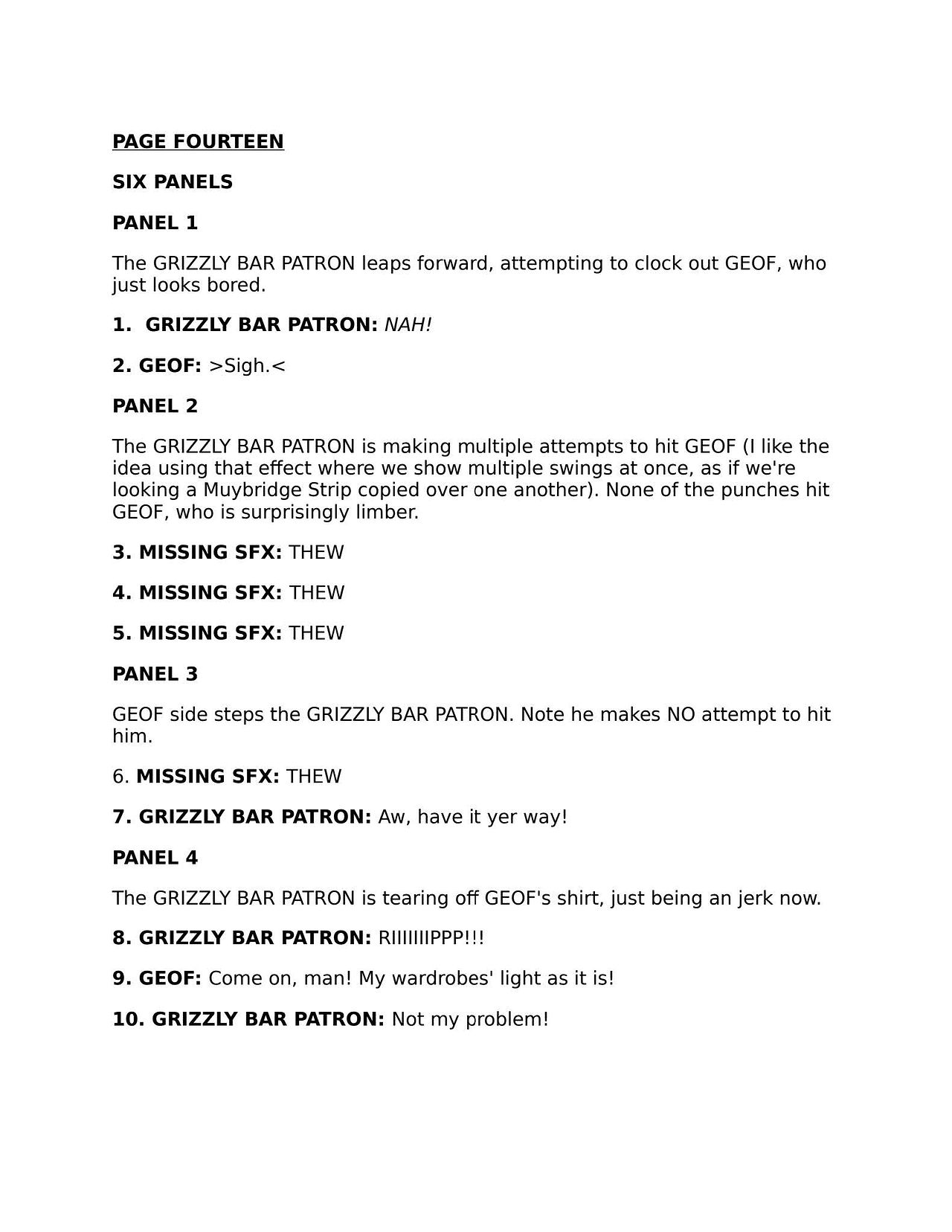 Here's the script and the page art (with no lettering) that each letterer was given to work with for their page.

Joseph Keatinge wrote the script, and the art is by Wook Jin Clark.