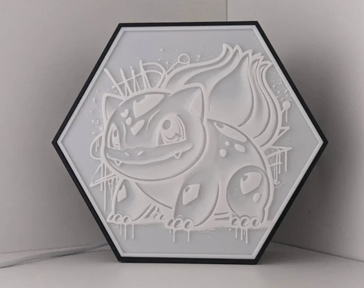 Thumbnail: Bulbasaur Hex Lithophane Lamp