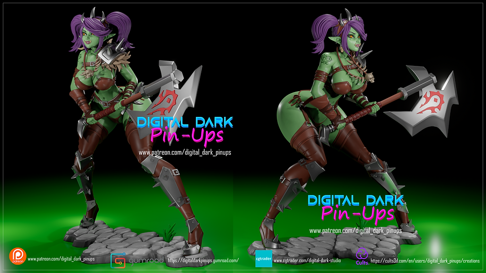 Thumbnail: Orc Girl SFW & NSFW 3D Printed Model
