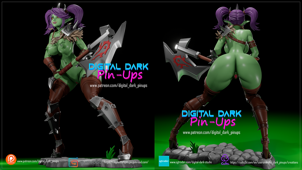 Thumbnail: Orc Girl SFW & NSFW 3D Printed Model