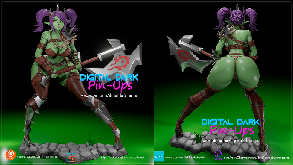 Thumbnail: Orc Girl SFW & NSFW 3D Printed Model