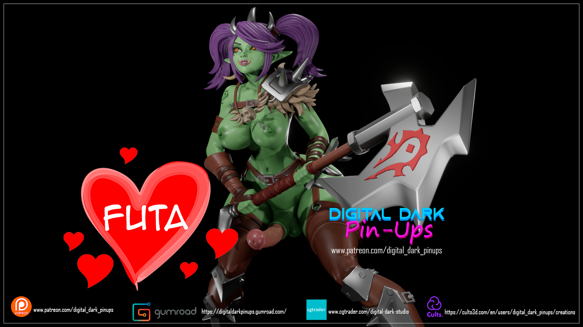 Orc Girl FUTA 3D Printed Model