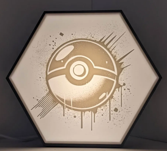 Pokeball Hex Lithophane Lamp