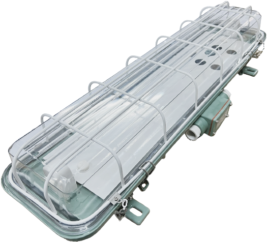 Oshima Watertight Fluorescent Ceiling Light with Diffuser and Guard (Steel)