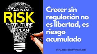Bombillo con frase RISK y texto al lado que dice sobre crecer sin regulación