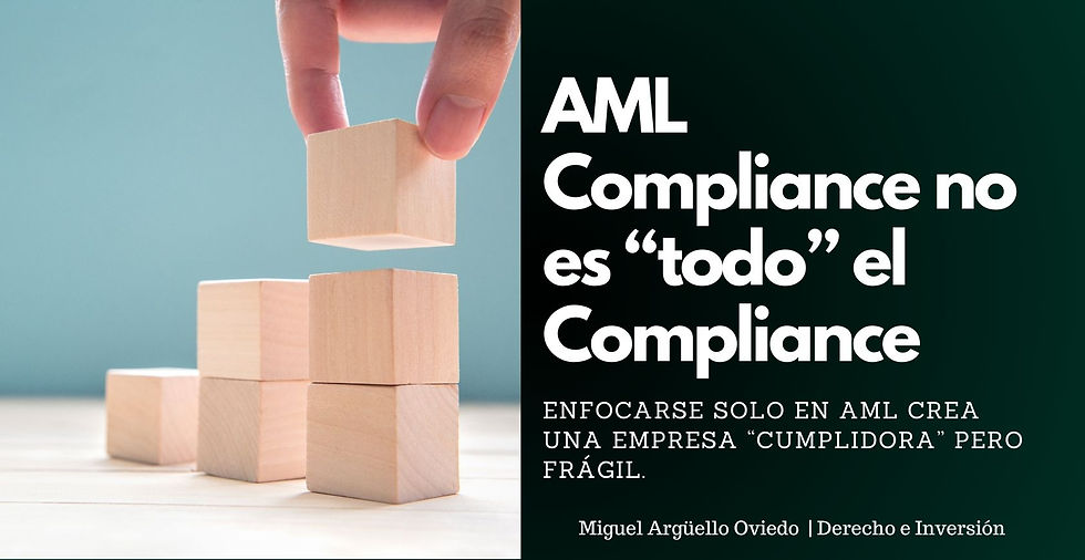 Bloques que demuestran crecimiento y al lado el texto de que AML Compliance no es todo el compliance del articulo escrito por Miguel Arguello