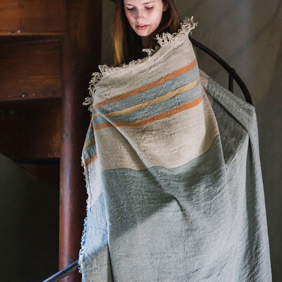 Thumbnail: The Libeco Belgian Towel Fouta Multi Stripe 110x180cm luxury interior belgian linen shop online karybu