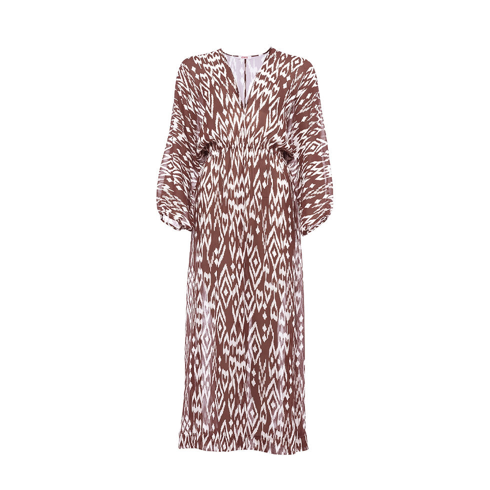 Thumbnail: ERES Sky Long Dress - Imprime Wind Coffee Luxury fashion iconic swimwear Karybu concept store shop online