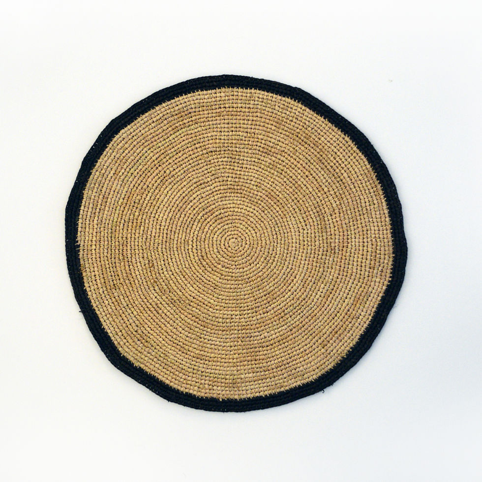 Thumbnail: Colored Border Raffia Placemat - Black Domoina luxury interior design shop Online Karybu