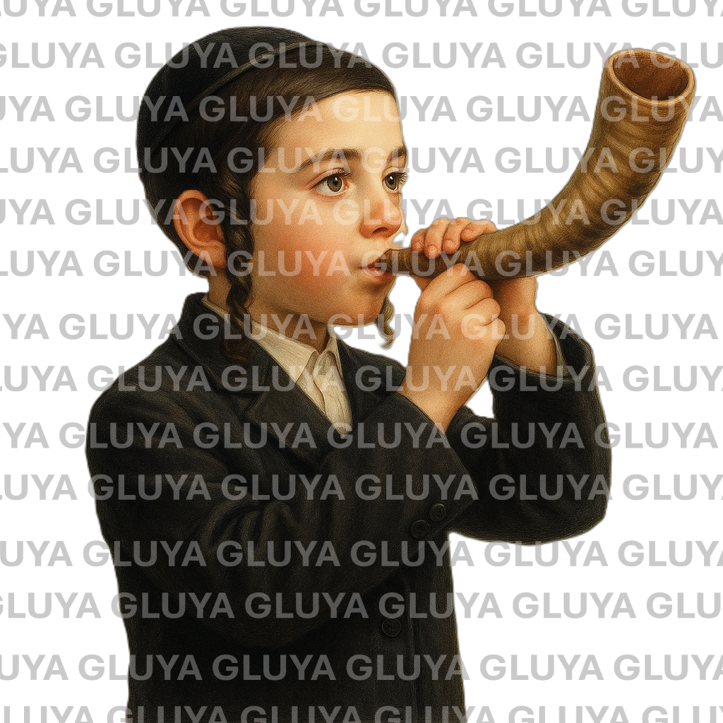 ילד יהודי תוקע בשופר- רקע שקוף