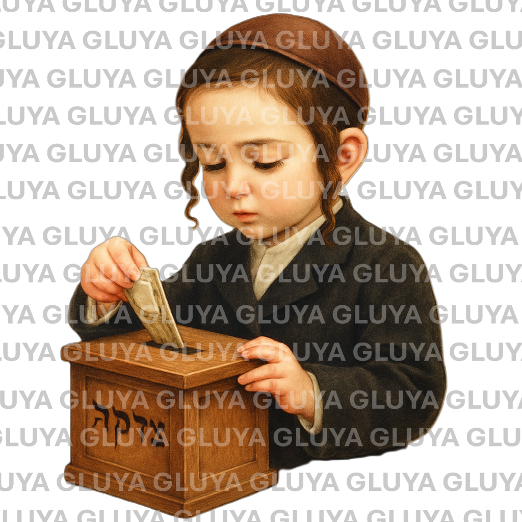 ילד יהודי נותן צדקה- רקע שקוף