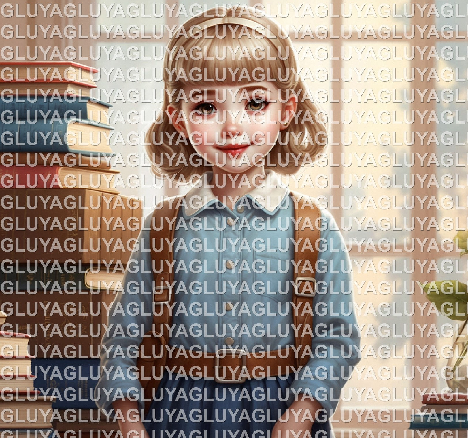 ילדת בית ספר עם ספרים