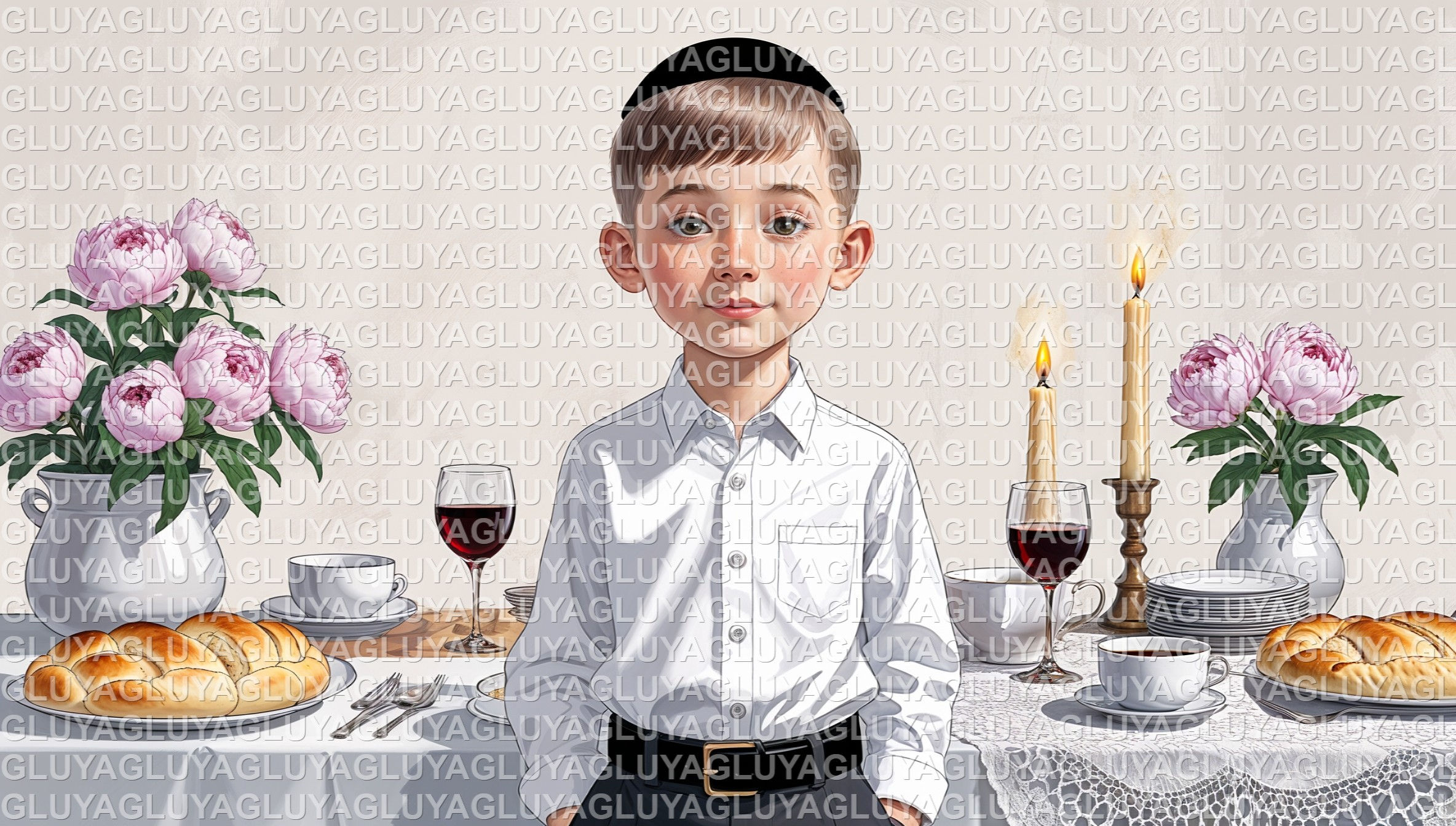 ילד ושולחן חגיגי