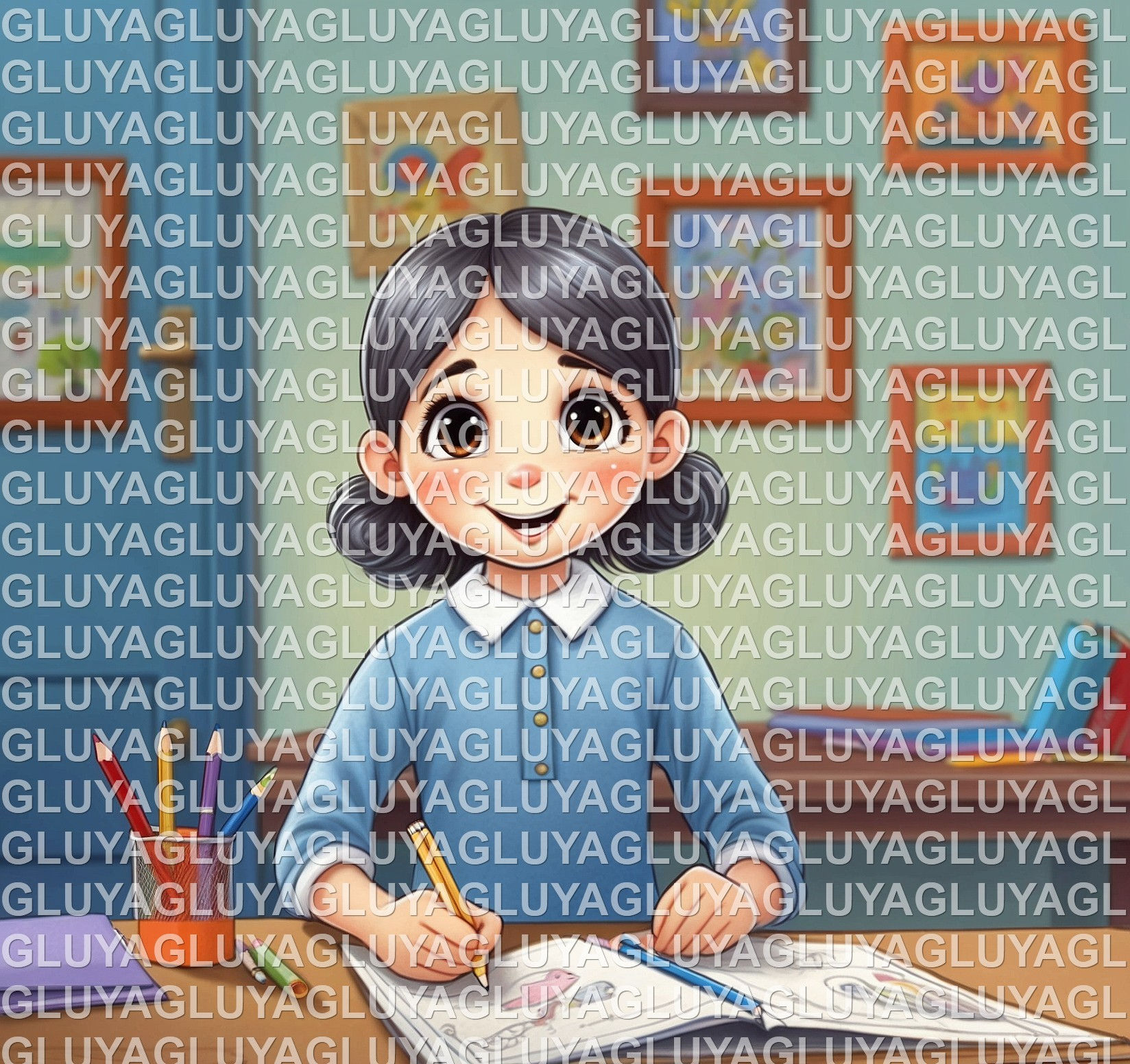 ילדה בבית הספר וספר