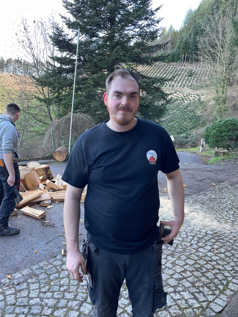 Holzspalter im Einsatz bei der Drogenhilfe Weitblick zur Brennholzproduktion. Effiziente und sichere Verarbeitung von Ressour