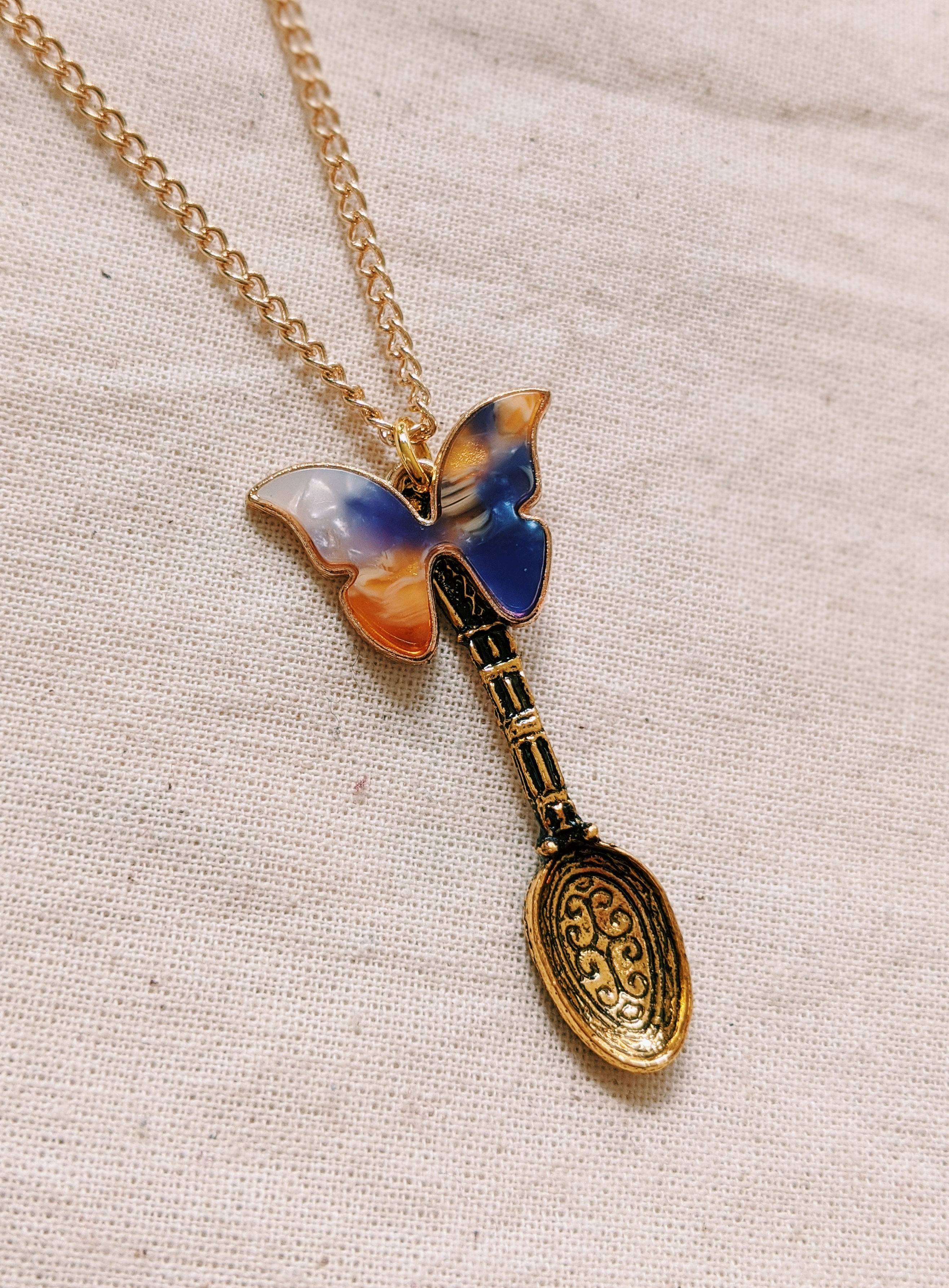 Marble Butterfly Spoon - Purple/Orange