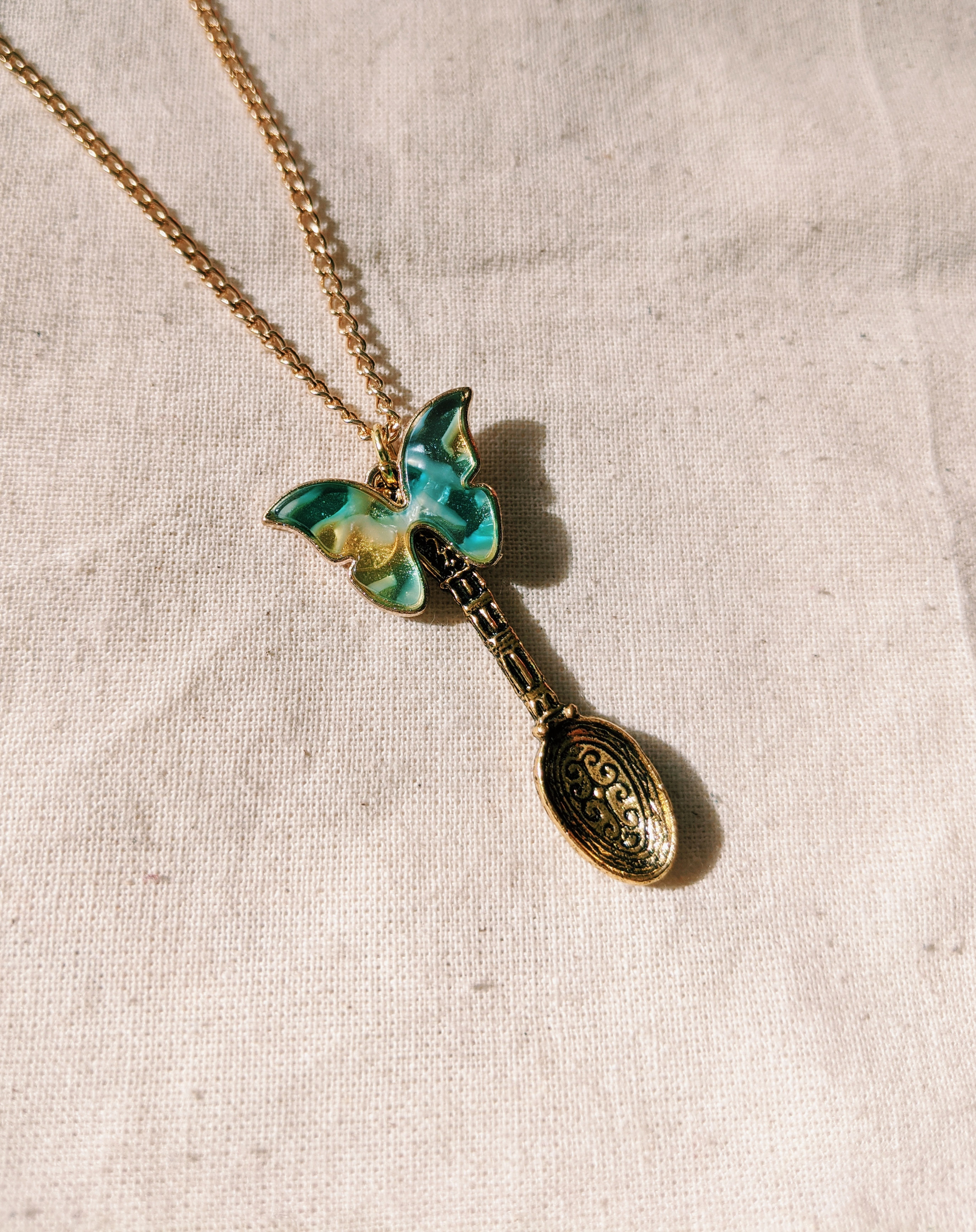 Marble Butterfly Spoon - Green/Yellow