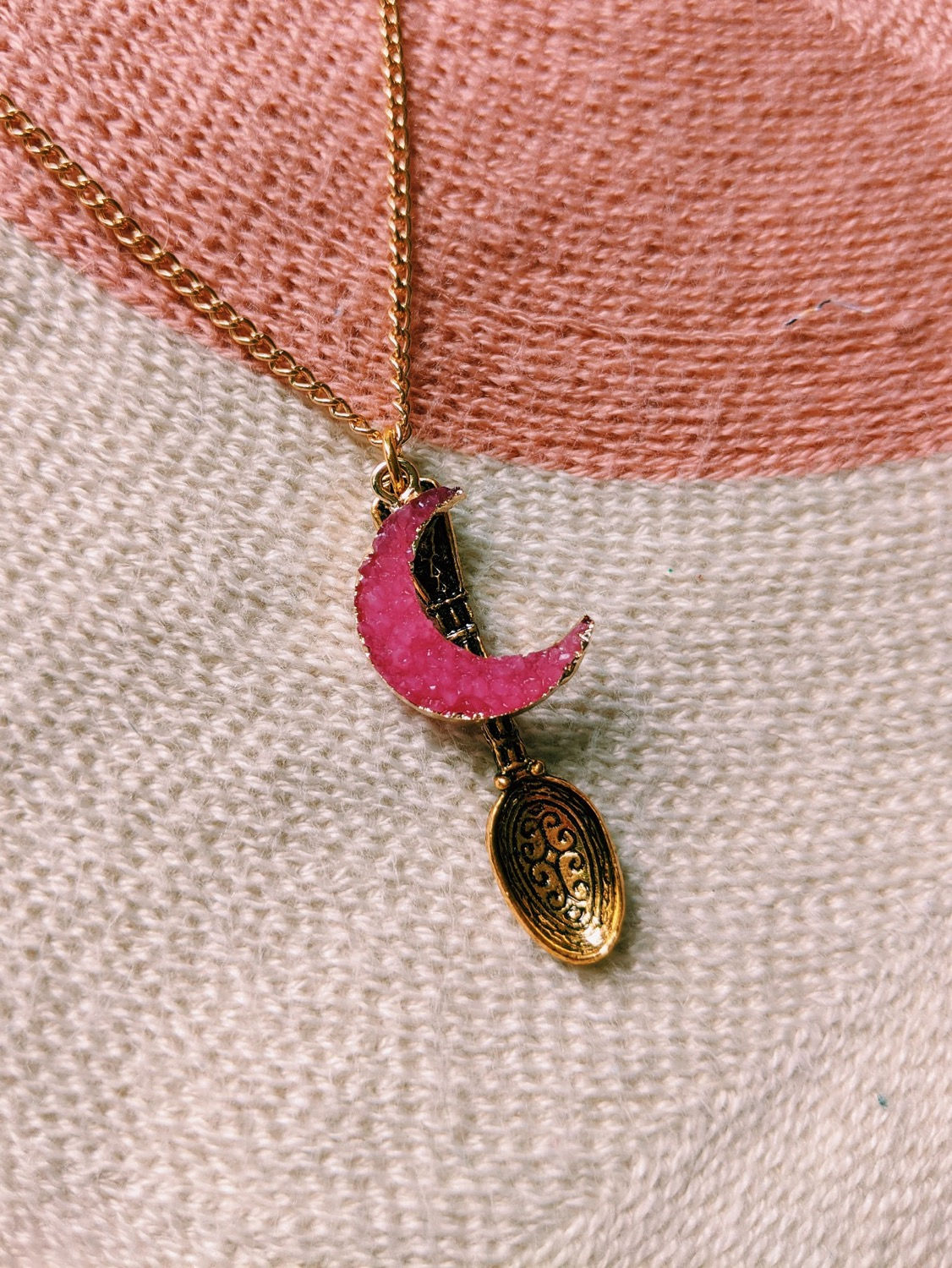 Crystal Moon Spoon - Pink/Gold