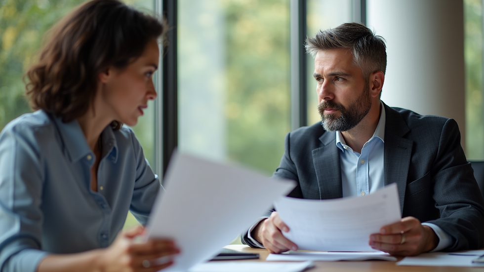 Eye-level view of a financial advisor discussing plans with a client