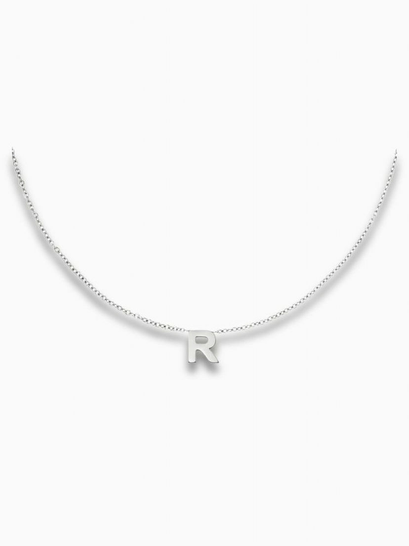 Amirae Kette mit Buchstabe R Anhänger aus Edelstahl in Silber.