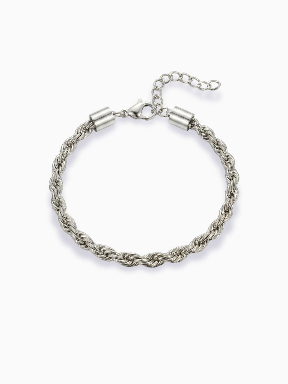 Silbernes Nana Armband aus poliertem Edelstahl – Zeitloses Kordelarmband mit gedrehter Kordel-Optik.