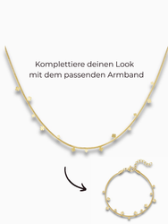 Die Cormela Halskette kombiniert mit dem passenden Armband als elegantes Schmuck-Set in Gold.