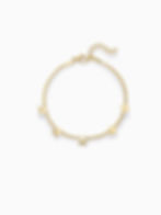 Goldenes Flutrella Armband aus Edelstahl – Schlangenkette mit fünf kleinen Schmetterling-Anhängern auf weißem Grund.