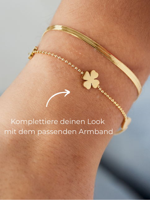 Miarel Halskette kombiniert mit dem passenden Miarel Armband für einen eleganten Komplett-Look in Gold.