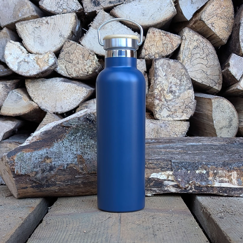 Thumbnail: Large Insulated Stainless Steel Bottle With Bamboo Lid - NAME ONLY DESIGN